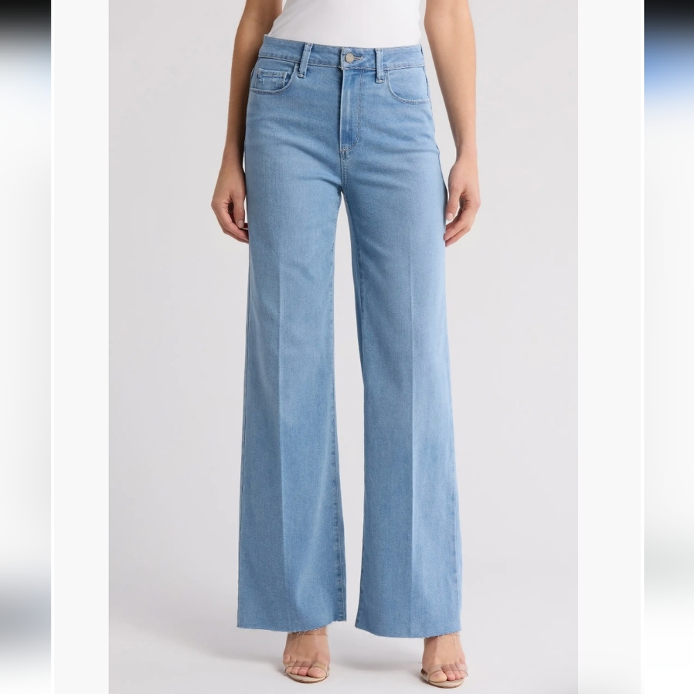 NWT Paige Genesee Raw Hem High Waist Wide Leg Women's Jeans Size 26 Retro Preppy